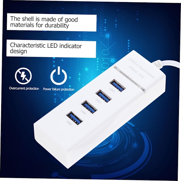 USB 3.0 Hub 4 Extra Portar Splitter Adapter Multifunktionell Kabel Vit Snabb Dataöverföring