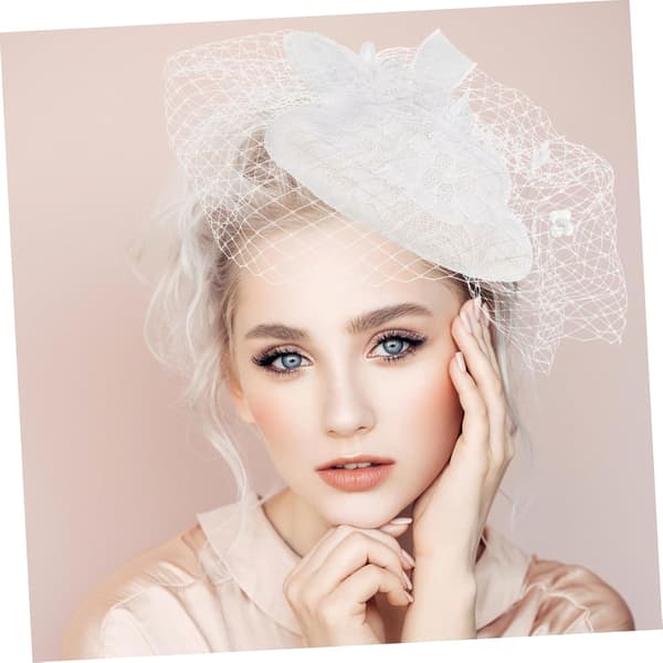 Retro hodeplagg hatt for kvinner elegant hvit netting fascinator hodeplagg for bryllupsbruder og teselskap anledninger
