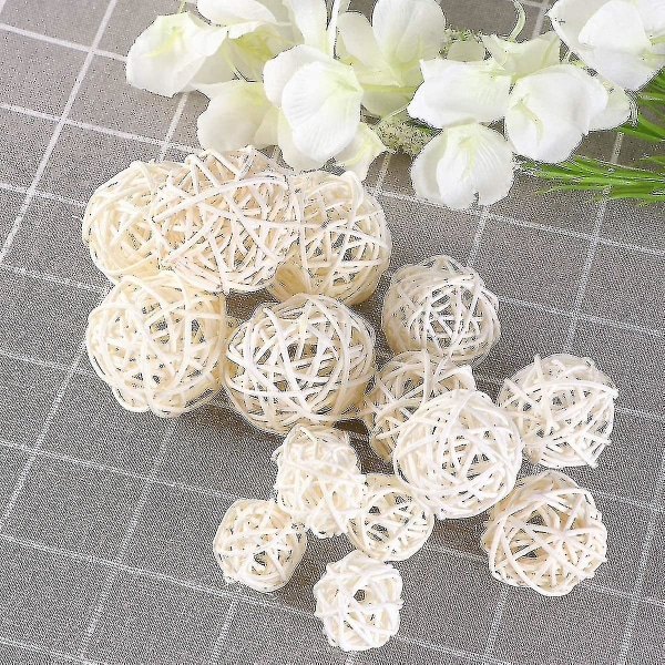 20 st Wicker Takraw-prydnader Fotorekvisita Heminredning 3cm (vit)-yuhao White