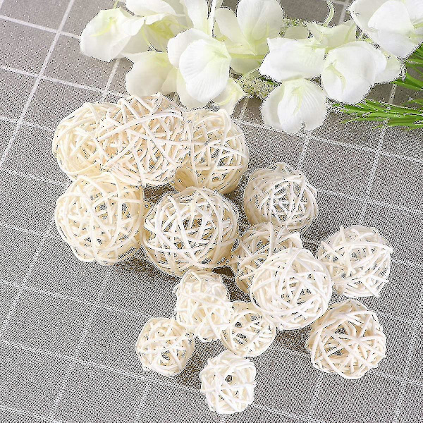 20 stk. Flettet Takraw Pynt Fotografering Rekvisitter Hjem Decor 3cm (hvid)-yuhao White