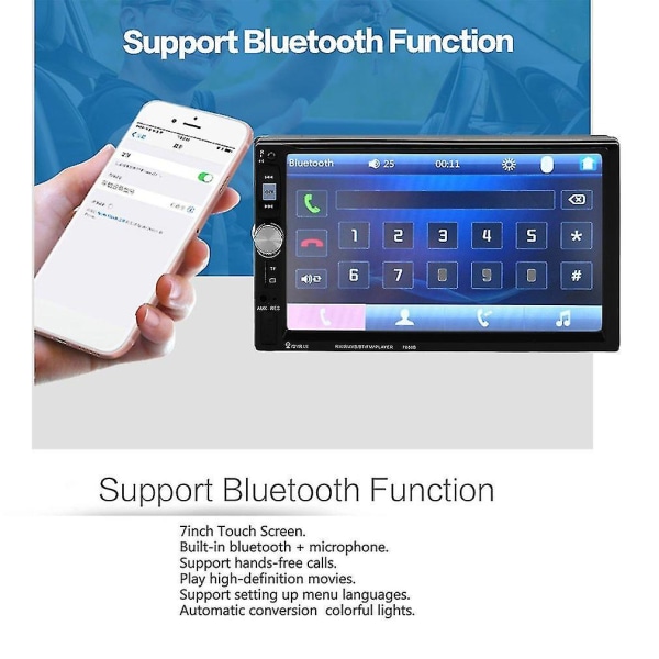 7 Tums HD Pekskärm Bluetooth Bilstereo Radio FM MP5 Spelare