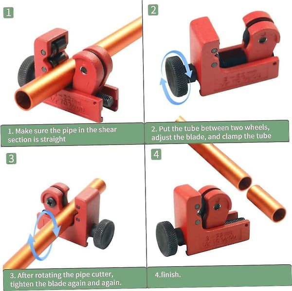 Mini Rørkutter Klippesortiment Sinklegering Rørkutter Kobber Messing PVC Aluminium (rød)(1 stk)