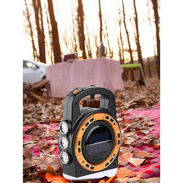 Solcellsdriven LED-lykta Fackla Lampa USB Laddningsbar Camping Tältlampa Utomhus Vandring