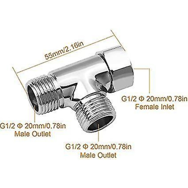 G1/2'' Diverterventil Messing 3-veis T-adapter Del