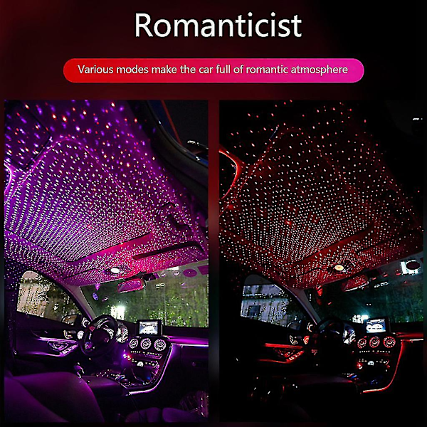 USB LED Tak Atmosfære Stjernelys For Bil Projektor Justerbar Nattlys Lampe-yuhao
