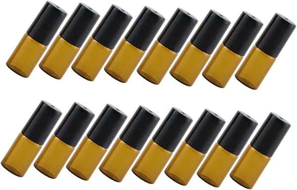 20 st 3 ml eteriska oljerullflaskor Glasrullflaskor Svarta plastlock