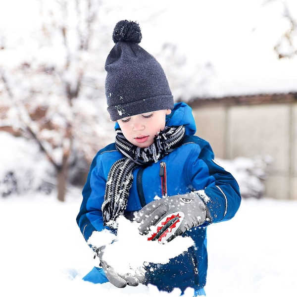 Vinterskidhandskar för barn Vattentäta anti-slip fleecefodrade thermal snowboardhandskar