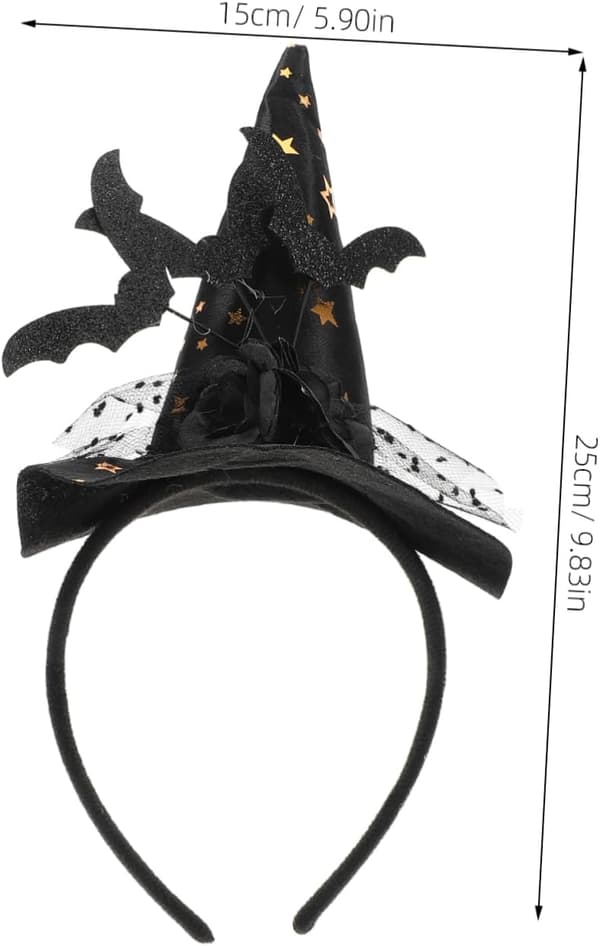 Häxhatt pannband med spetsdetaljer, viktig kostymaccessoar för Halloween