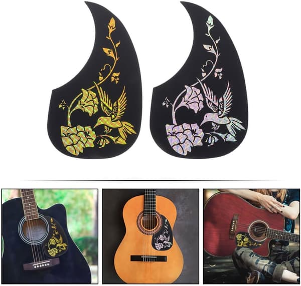 2st Plast Gitarr Scratch Plate Gitarr Skyddsplatta med Dekorativa Mönster Slät Yta Lätt att Bära