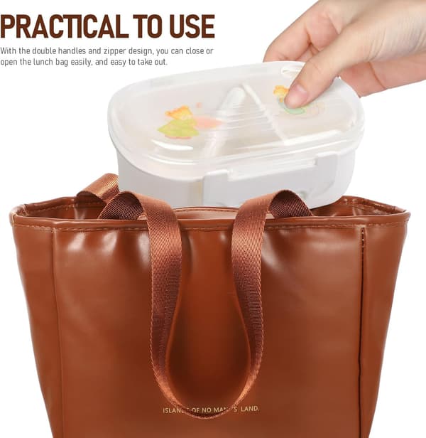 Kaffe Pu Mulepose Bento Box Taske Stor Kapacitet Kompakt Isoleret