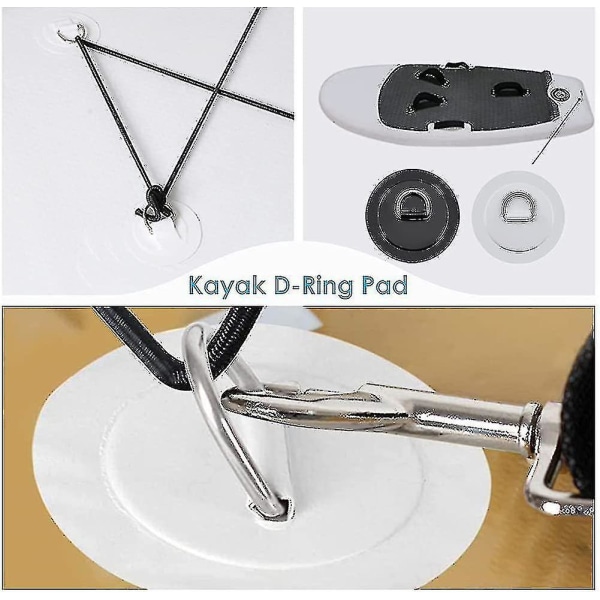 Runde D-Ring Kordspænde Sejlervarer Elastisk Loop 4stk sort