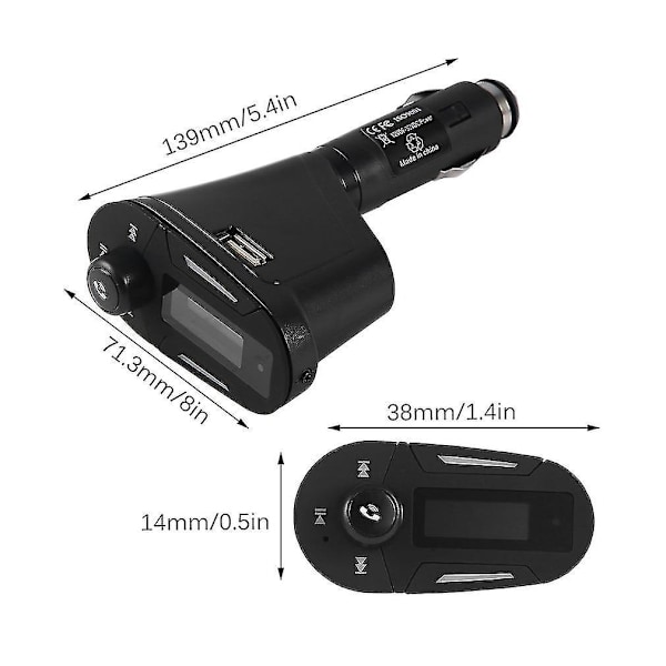 LCD-bilsett Bluetooth Mp3-spiller Fm-sender Usb