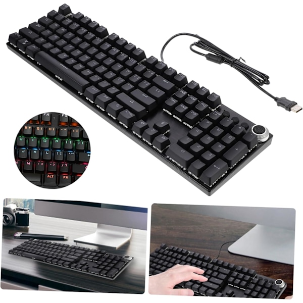Ergonomiskt tangentbord Ergonomiskt RGB-bakgrundsbelyst mekaniskt speltangentbord 104 tangenter Trådbundet USB-speldator tangentbord