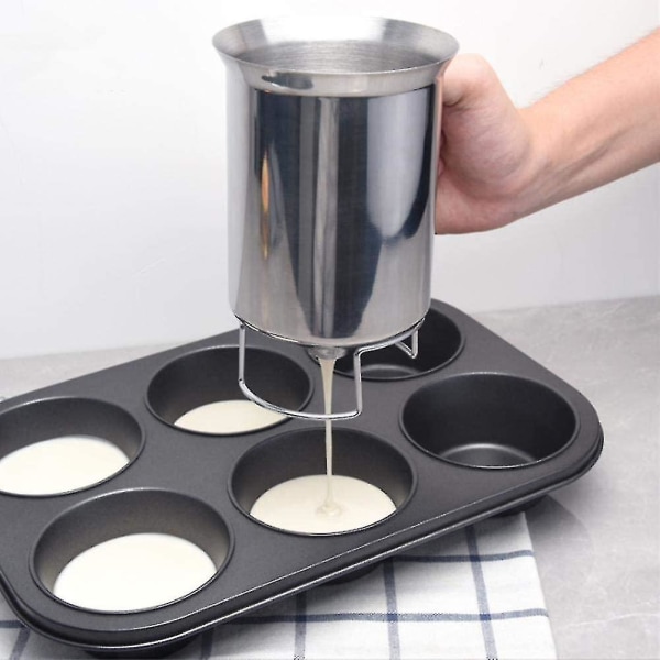 Dejdispenser i rustfrit stål Professionel dejtragt Køkkenværktøj til bagning af kager Cupcakes Crepes Muffins Vafler