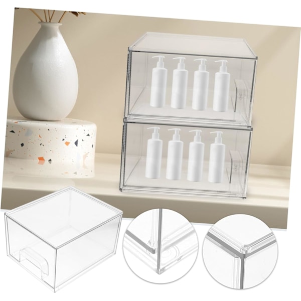 Gennemsigtig Stabelbar Makeup Opbevaringsskuffe Alsidig Bordplade Organizer