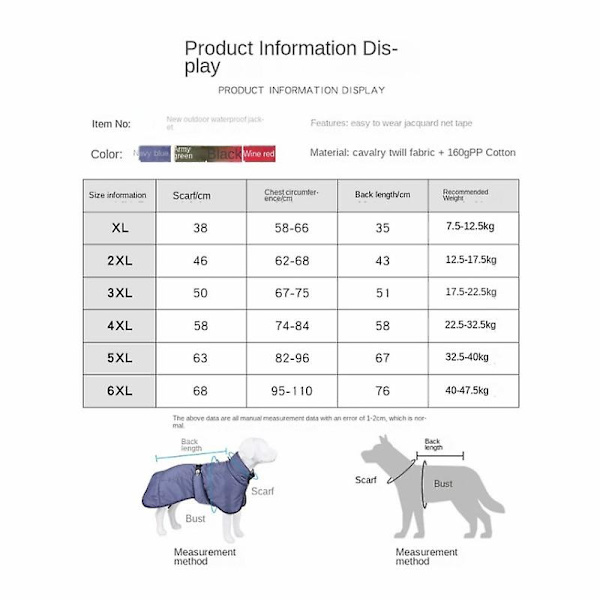 Efterårs- og vintertøj til store hunde, varm jakke til udendørs, reflekterende hundejakke, luksuriøst kæledyrstøj i mellem og store størrelser wine red 4XL