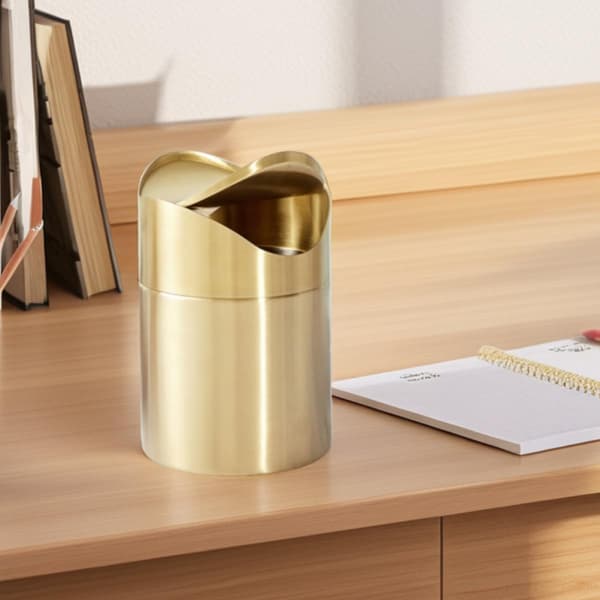 Mini søppelbøtte i rustfritt stål, luksuriøst design, elegant finish, multifunksjonell, plassbesparende
