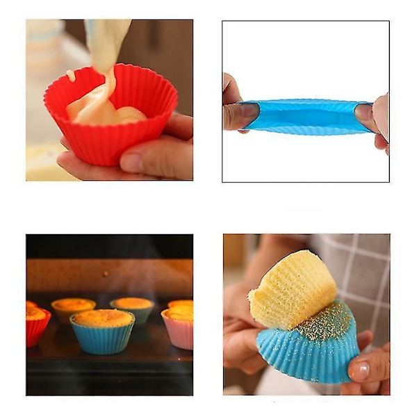 50 st Reusable Muffinsformar i Silikon av Hög Kvalitet, 2 Storlekar