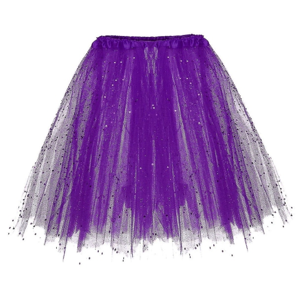 Tutu-nederdel til kvinder Vintage Ballet Boble-nederdele 3-lags tyldesign til sceneoptræden Purple