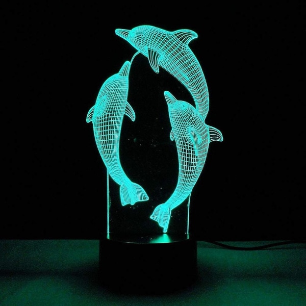3d Dolphin Night Light 16 färger Tumlare Sänglampa Fjärrkontroll