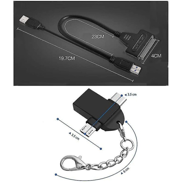 USB 3.0 til SATA Adapterkabel Harddisk Konverter 2 i 1 Plugg