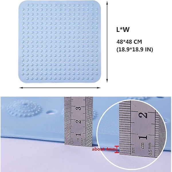 Liukumaton PVC-kylpymatto Jalkamassaa Matto 48x48cm Vihreä