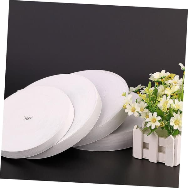 1 mm tjockt vitt stickat elastiskt syband 2 cm brett 30 meter rulle stretchband