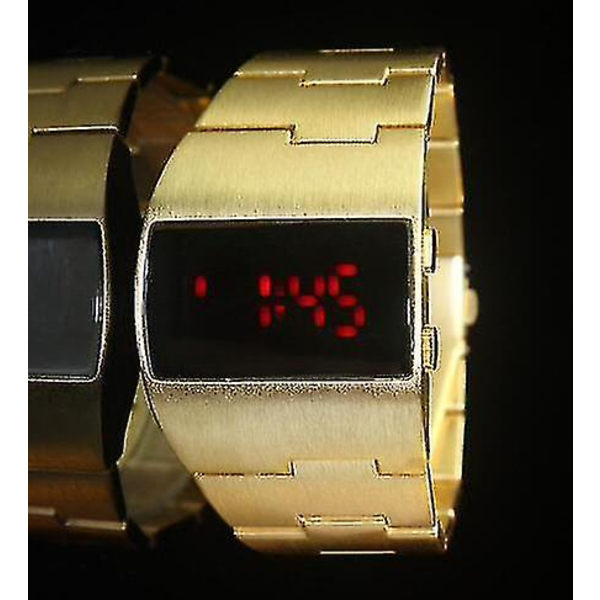 Mode-LED Digitalur Mænd Militær Sportsure Sort Rustfrit Stål Stor Håndled Multifunktionel Elektronisk Armbåndsure Mænd gold red