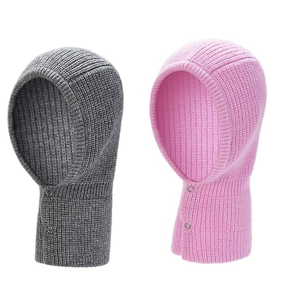 Balaclava Beanie Hat Strikket Hue Til Kvinder Med Justerbar Halsudskæring Vintervarmer Light gray