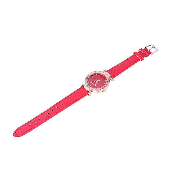2 stk Stjerneklar Himmel Design Kvinne Klokke Mote Kvarts Klokke Glitrende Armbåndsur (Rød og Blå)