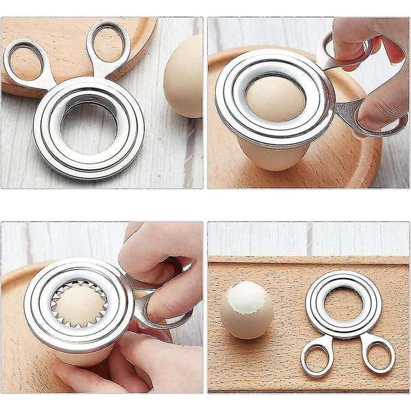 Egg Topper Cutter i Rustfritt Stål - Kokt Egg Cutter Cracker Egg Skall Saks Åpner