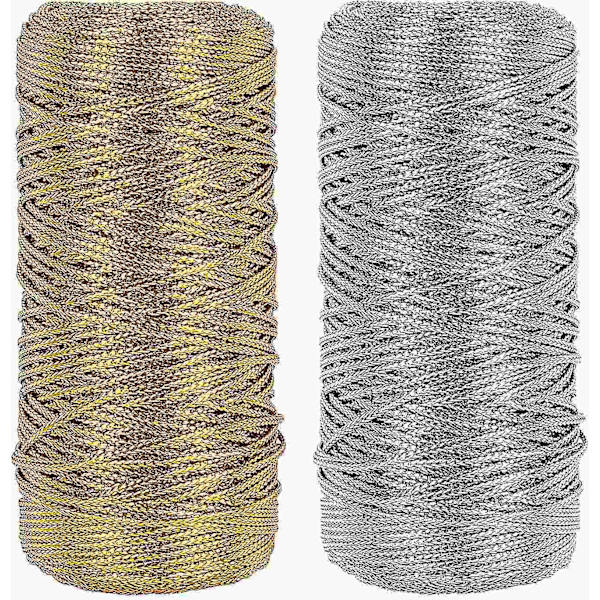 218 Jaardia 1,5 mm Kultaa ja Hopeaa Metallilankaa Nuija Kimallus Lankaa