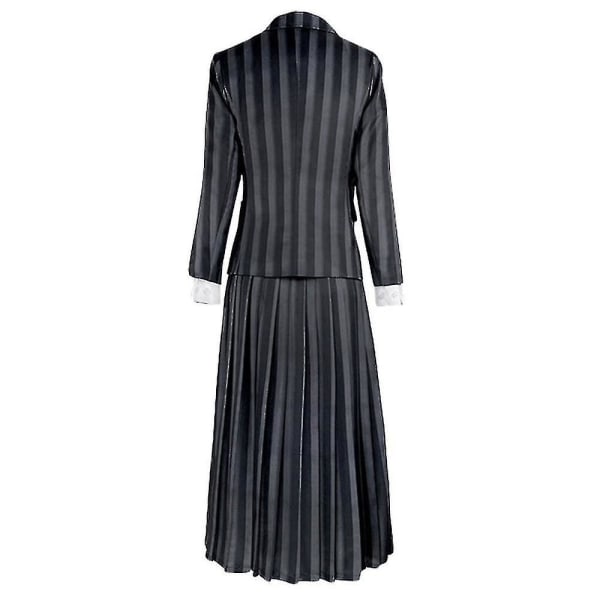 Kvinders Wednesday Addams Kostume Nevermore Uniform Skjorte Frakke Slip Outfit Sæt L Outfits(no Wig)