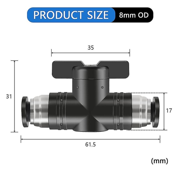 Pneumatisk koblingsrør Quick Buc8 Hurtig intervensjonsventil Manuell ventil Rør slangebryterventil (8