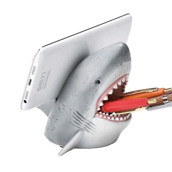 Shark Pen Holder Pen Cup With Mobile Phone Holder, Spoof Big Mouth Shark Desktop Mobile Phone Holder