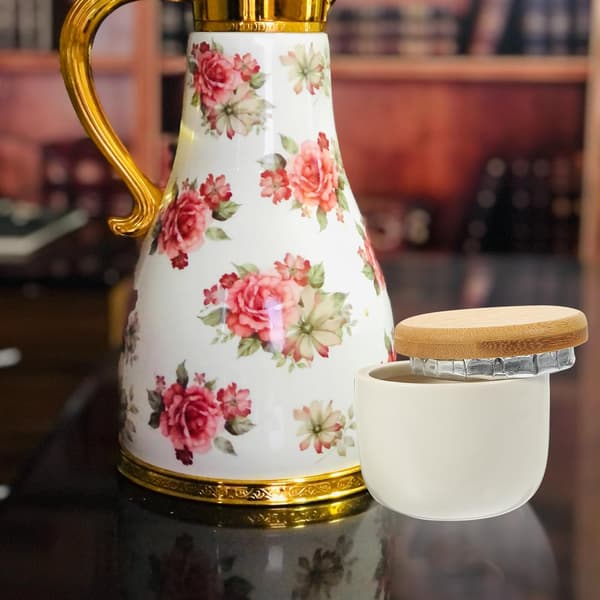 2 st keramiska teburkar, snackburkar 150 ml vit bambulock multifunktionell