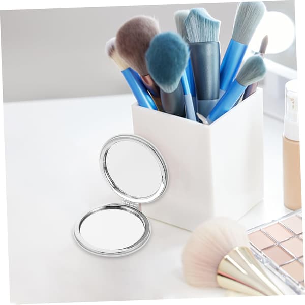6 stk. kompakte hvide foldbare runde mini makeupspejle dobbeltsidede små bærbare håndholdte spejle