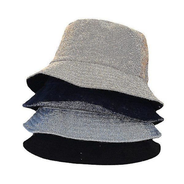 Høst-Vinter Bucket Hat Solid Fiskerhatt Kordfløyel Solhatt Reversibel Hip-Hop Caps Foldbar Billig Jakthatt Fiskehatt Navy blue