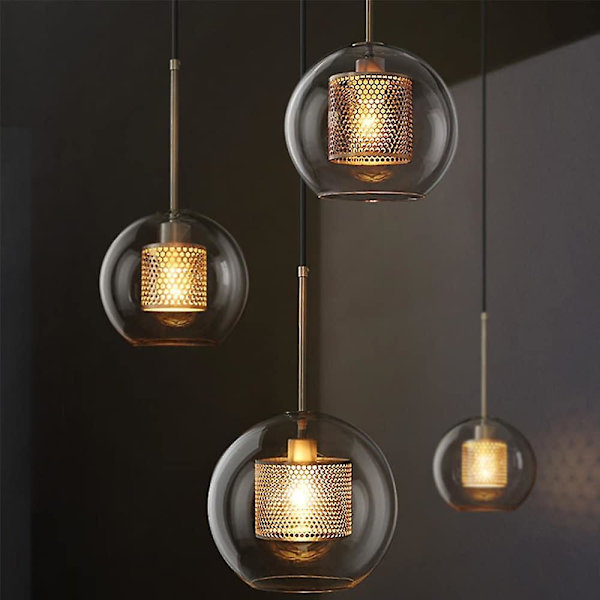 1-lys 20 cm LED-pendellampe i glass, retro