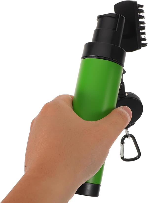 Golfklubbsrengöringsborste med pressprayvattenbehållare Grön Golfvattenborste Groove Cleaner Kit