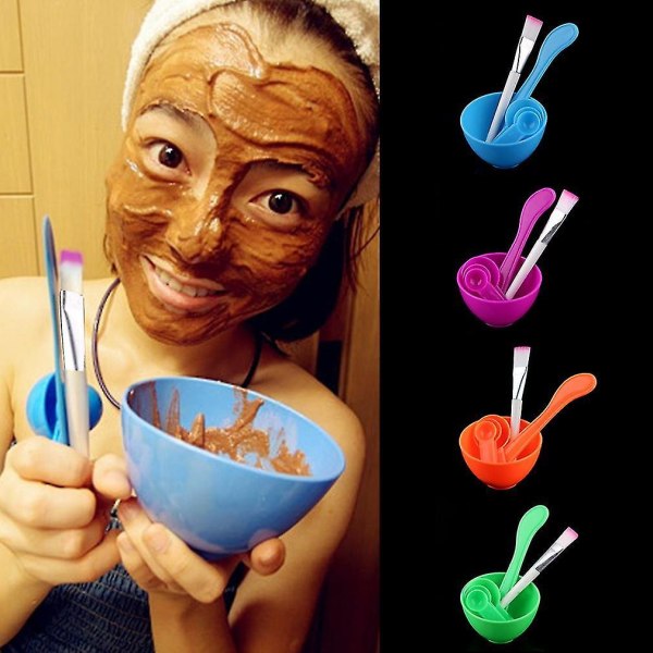 4 i 1 DIY ansigtsmaske blandeskål børste skestav værktøjssæt 7520 | Fyndiq