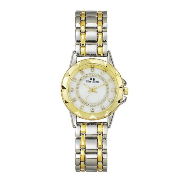 Trendy stålklokke Simple Lady Temperament Gold Watch Rundskive Full Diamond Quartz Watch Gold