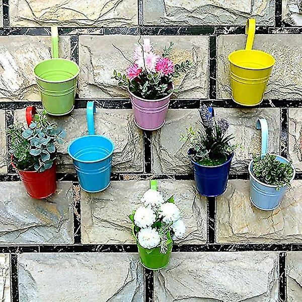 10 st Multifärgade Järn Hängande Blomkrukor Vägg Heminredning