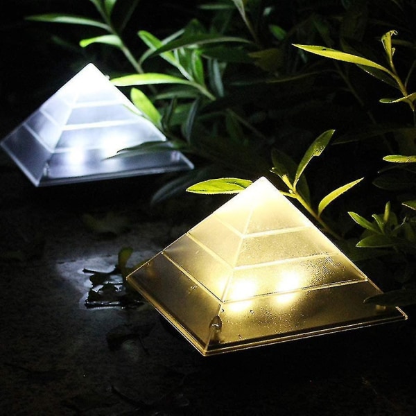 2 stk Solcelle Jordlamper, Pyramidform Solhagelamper, Vanntette Landskapslamper A