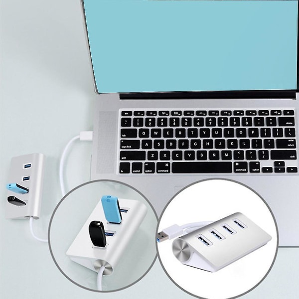 Bærbar Aluminium 4 Ports Højhastigheds USB 3.0 Hub