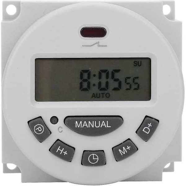 Digital Programmerbar Tidskontrollbryter Mikrodatamaskin Elektronisk Timer (hvit) (1 stk)