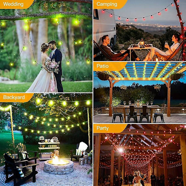 Globe String Lights Udendørs 15m 25LEDs 20tilstande Terrasselys