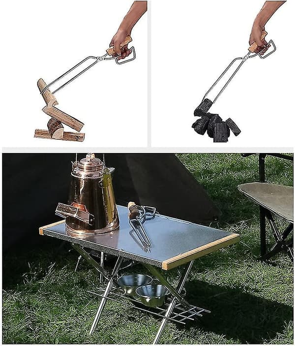 BBQ Kolgrill Tång Brännande Eld Tång Kol Tång Kol Eld Tång Andnäbb Solid Trä Kol Tång