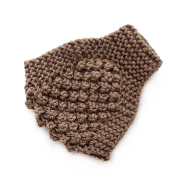 Vintermössa för kvinnor, stickad med fluffig foder, huvudband, öronvärmare Camel