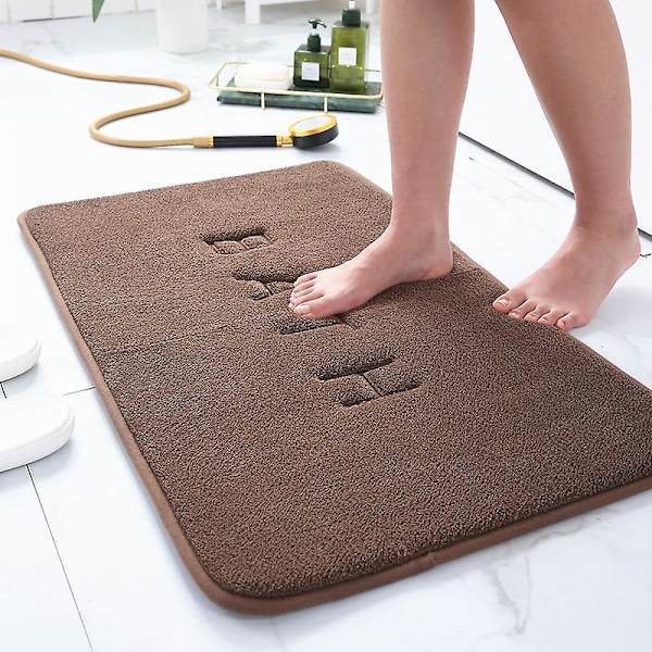 Hukommelsesskum Bademåtte 40*60cm Absorberende Super Blød Blød Antislip Koralsamt Badeværelsesmåtte Coffee 40*60CM